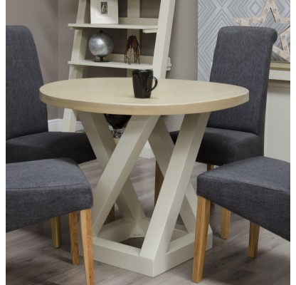 Z Painted Round Dining Table with Smoke Oak Top